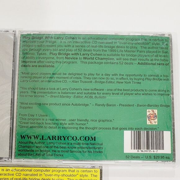 Play Bridge with Larry Cohen CD 1999 Life Master Pairs Day 2 & 3 CD Rom Lot Of 3 - Picture 7 of 14